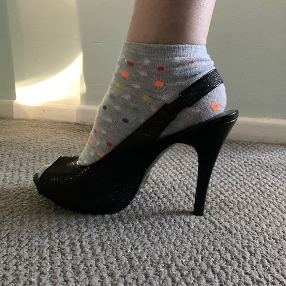 Lulu Townsend Glittery Mesh Peep Toe Stiletto - Picture 6 of 9